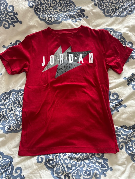 Jordan Other - Jordan Red Short Sleeve Tee with Bold Lightning Graphic
